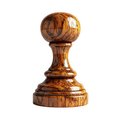Wooden chess piece, dark wood grain, isolated on a black background