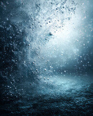 Vertical frosty gradient backdrop with fine ice dust texture fading to white space