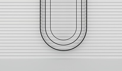 Showroom, white slatted wood floor, backdrop, room, 3D illustration