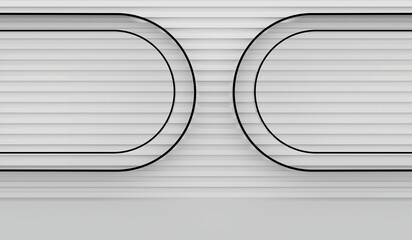 Showroom, white slatted wood floor, backdrop, room, 3D illustration