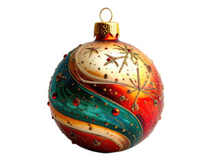 Ornate, jewel-toned Christmas ornament with intricate, swirling design