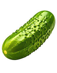Isolated image of a vibrant green, bumpy cucumber against black
