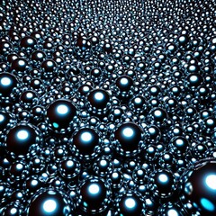 A vast field of glossy metallic spheres with reflective surfaces, creating a mesmerizing futuristic pattern.