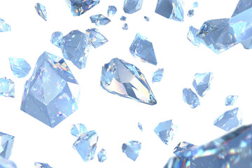 Mystic floating crystal shards glowing isolated on transparent background