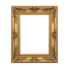Classic Rectangular Gold Filigree Frame, Isolated Subject Cut-out