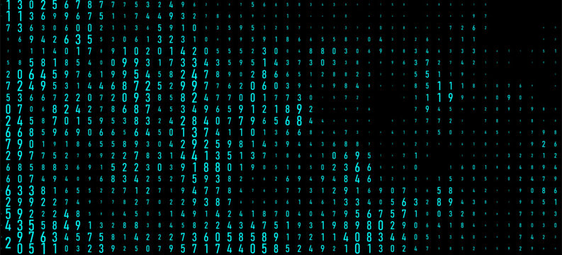 A modern design for digital wallpaper design. Concept business background. Abstract technical background of neon numbers on black. Illustration of the concept of a hacker. Computer code data. Vector.