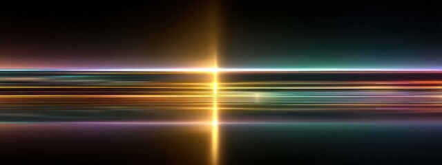 Abstract Colorful Light Rays Creating Dynamic Reflection on Dark Background