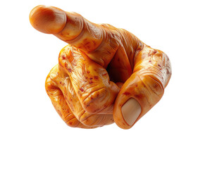 Close-up of a human hand pointing directly forward