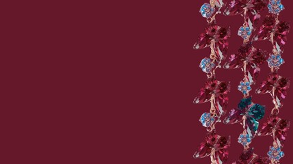 Elegant Christmas Bows in Red and Blue Adorn a Deep Red Background with Subtle Sparkle