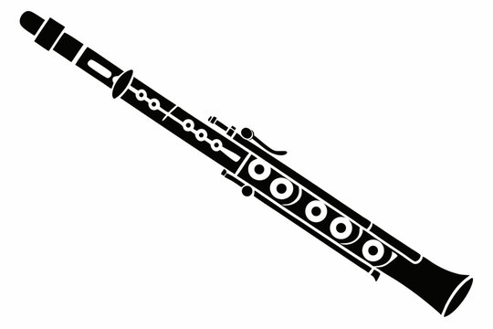 flute silhouette line art vector illustration