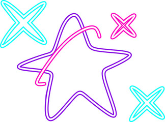 Cute Stars Line Neon