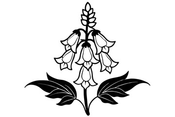 foxglove silhouette line art vector illustration © kanchanrani