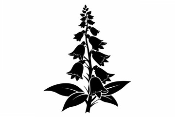 foxglove silhouette line art vector illustration © kanchanrani