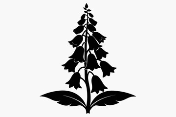 foxglove silhouette line art vector illustration © kanchanrani