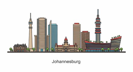 Obraz premium Johannesburg city skyline with famous towers.