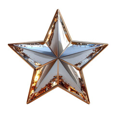 Shiny five-pointed star with a mirrored effect and metallic edging