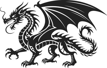 dragon fantasy creature silhouette vector illustration