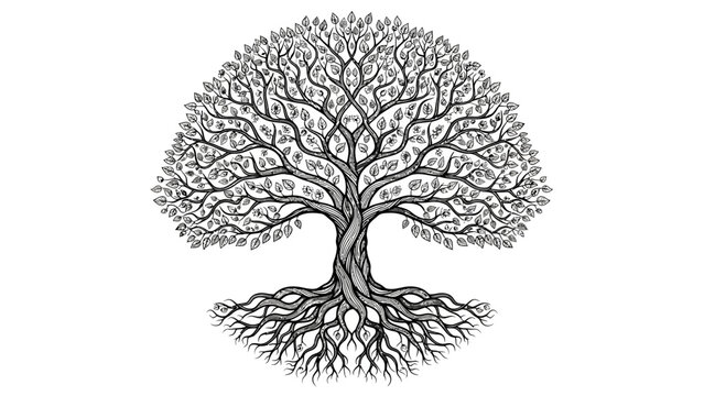 Tree with Exposed Roots Illustration Art.