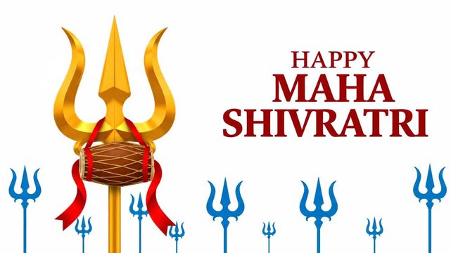 Happy Maha Shivratri Trident Damaru Hindu Festival Greeting Card Template