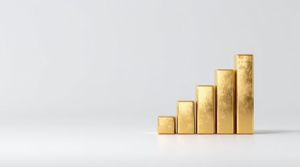 Golden Bar Graph Symbolizing Growth and Success in Business and Finance