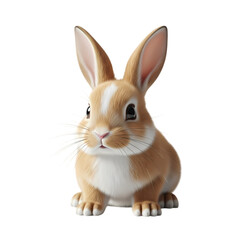 Cute Fluffy Brown Bunny Rabbit, Clean Background Removal