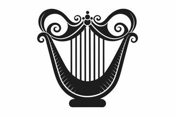 harp silhouette line art vector illustration © kanchanrani