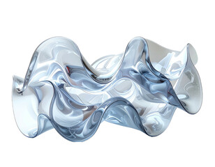 Abstract, fluid sculpture with undulating, reflective surfaces