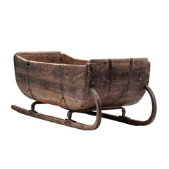 Antique wooden hauling utility sled, Classic old rustic snow transport