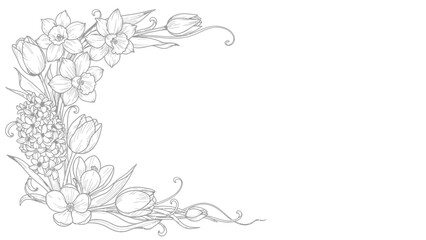 Obraz premium Floral Wreath Illustration with Flowers and Leaves.
