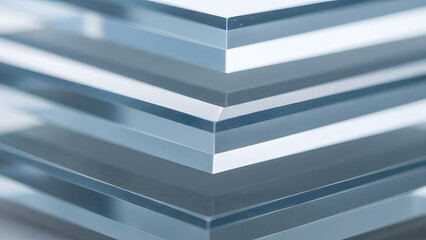 Obraz premium A stack of clear glass or acrylic sheets with smooth edges