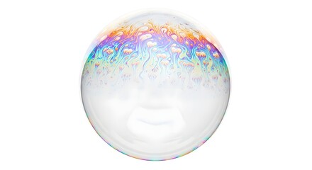 Iridescent Rainbow Colors Reflecting on a Clear Soap Bubble Surface