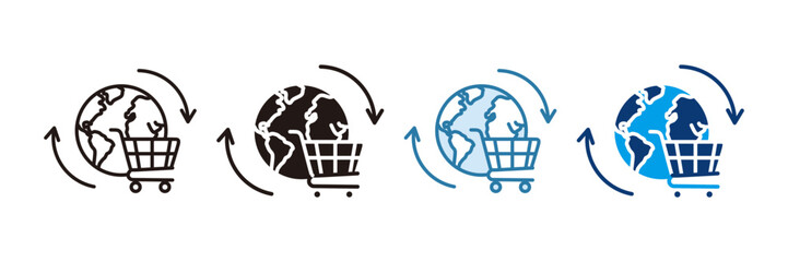 Global E-Commerce Icon Set Multiple Style Collection
