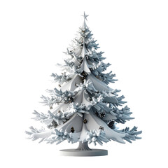 Snowy white Christmas tree on a small base