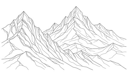 Detailed Black and White Mountain Illustration.