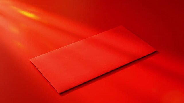 A vibrant red envelope casting a shadow under dramatic lighting, symbolizing celebration and good fortune