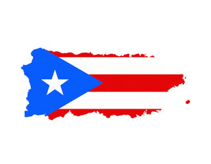 Puerto rican flag painted in a rough brushstroke shape