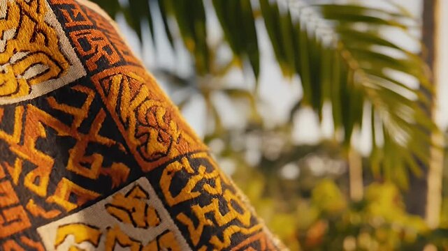 Explore Detailed Texture of Traditional African Mud Cloth Textile with Natural Lighting