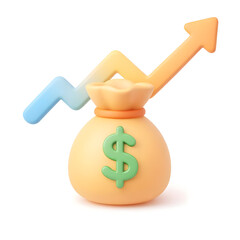 Successful Investment 3D Icon on White Background