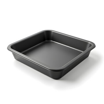 Photorealistic black cafeteria tray isolated on white background, minimalism