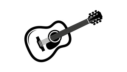 Acoustic Guitar Illustration with Strings and Tuning Pegs.