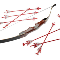 Archery Bow with Heart Tipped Love Arrows for Valentine's Day, Cut-out