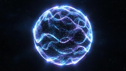 Futuristic Glowing Blue Plasma Sphere Animation Loop. - Powered by Adobe