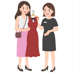 Woman Shopping with Retail Employee Illustration