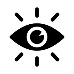 Vision icon, symbolizing awareness, insight, or observation with an eye and focus, solid style.