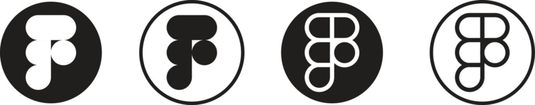 Figma Logo Icon Vector Set in Minimalist Black and White Styles for UI Design