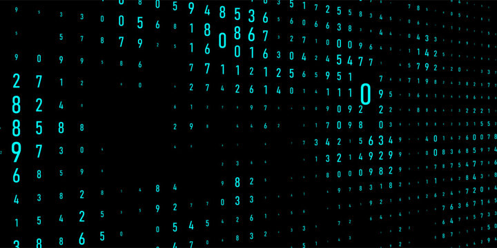 A modern design for digital wallpaper design. Concept business background. Abstract technical background of neon numbers on black. Illustration of the concept of a hacker. Computer code data. Vector.