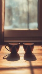 Two Coffee Cups Symbolizing Love And Togetherness