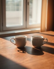 Two Coffee Cups Symbolizing Love And Togetherness