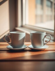 Two Coffee Cups Symbolizing Love And Togetherness
