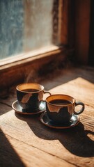 Two Coffee Cups Symbolizing Love And Togetherness